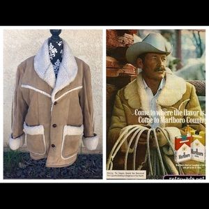 VTG 70s SHEARLING SUEDE COAT MEN XL RANCHER HIPHOP